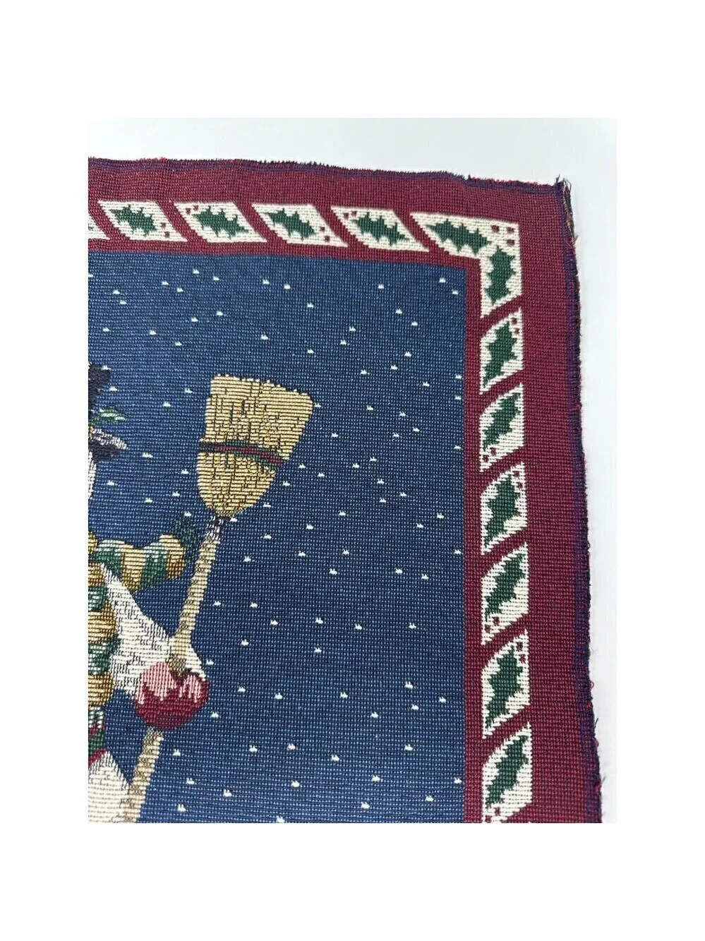 Vintage Snowman Tapestry Pillow Panel 18in Holiday Christmas Decor Winter Blue